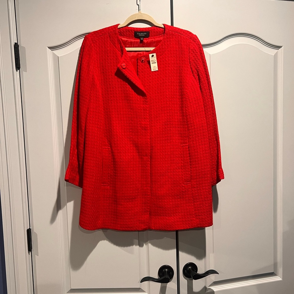Talbots Women's Vibrant Red Cape Jacket Size- 14WP